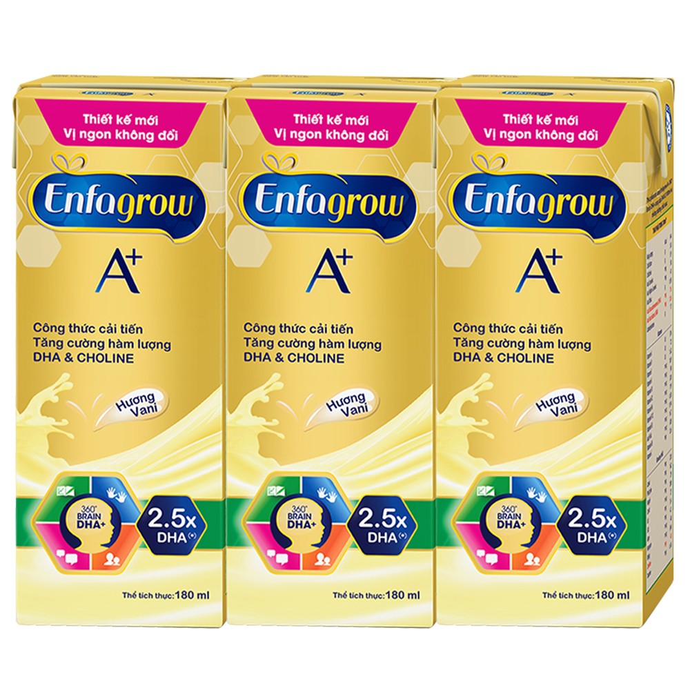 Thực phẩm bổ sung Enfagrow A+ 360 Brain DHA+ hương Vani, Lốc 3 hộp 